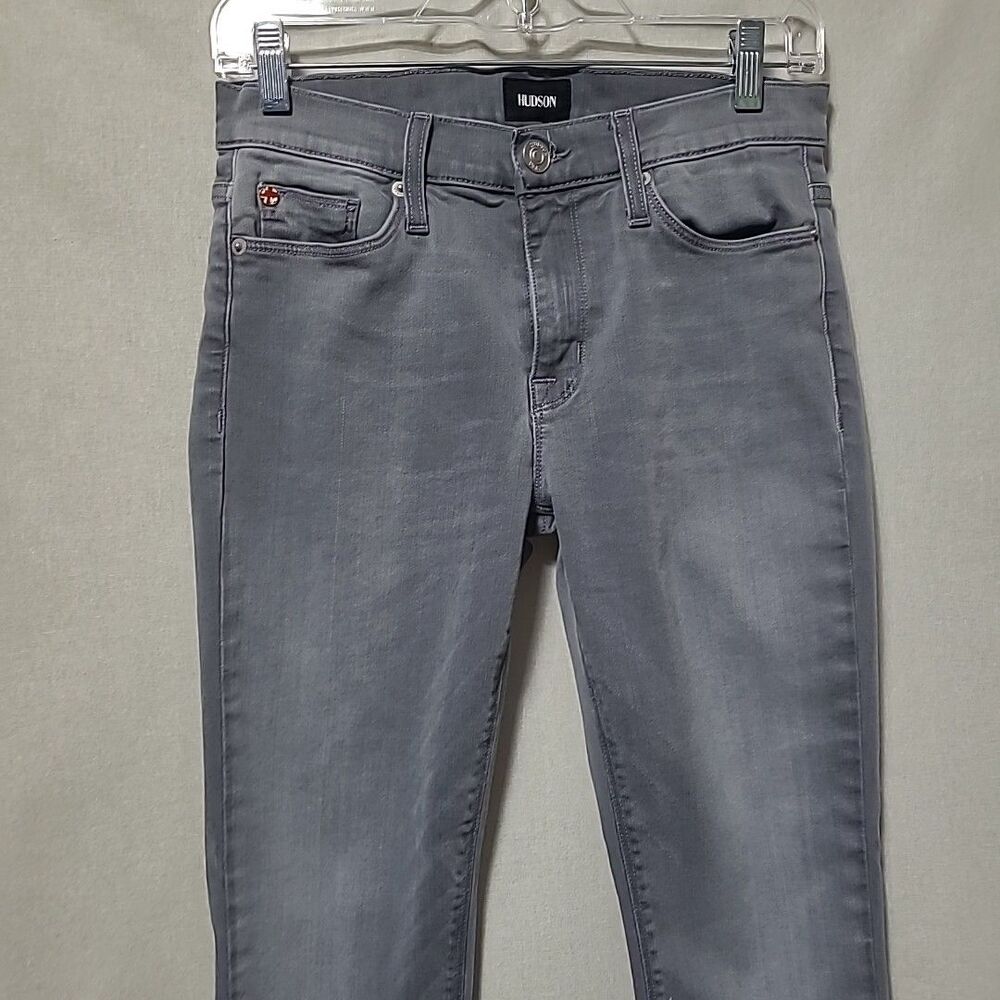 Hudson Women's Nico Mid Rise Super Skinny - Trooper Grey Size 27 - Picture 2 of 15